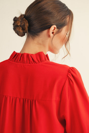 Jodifl Crinkle Texture Top in Red