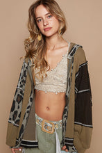 Load image into Gallery viewer, POL SEMI-CROPPED Leopard Print Hooded Top in Olive
