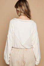 Load image into Gallery viewer, POL Ribbed Knit Top with Crochet Lace Inset Details in Almond Milk
