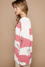 Load image into Gallery viewer, POL Chenille Striped Distressed Sweater in Cream/Pink
