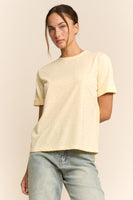 Davi & Dani Rhinestone Embellished Relaxed Crew Neck Tee in Butter Yellow
