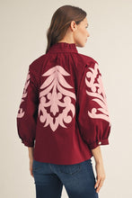 Load image into Gallery viewer, Jodifl Baroque Applique Detail Top in Burgundy
