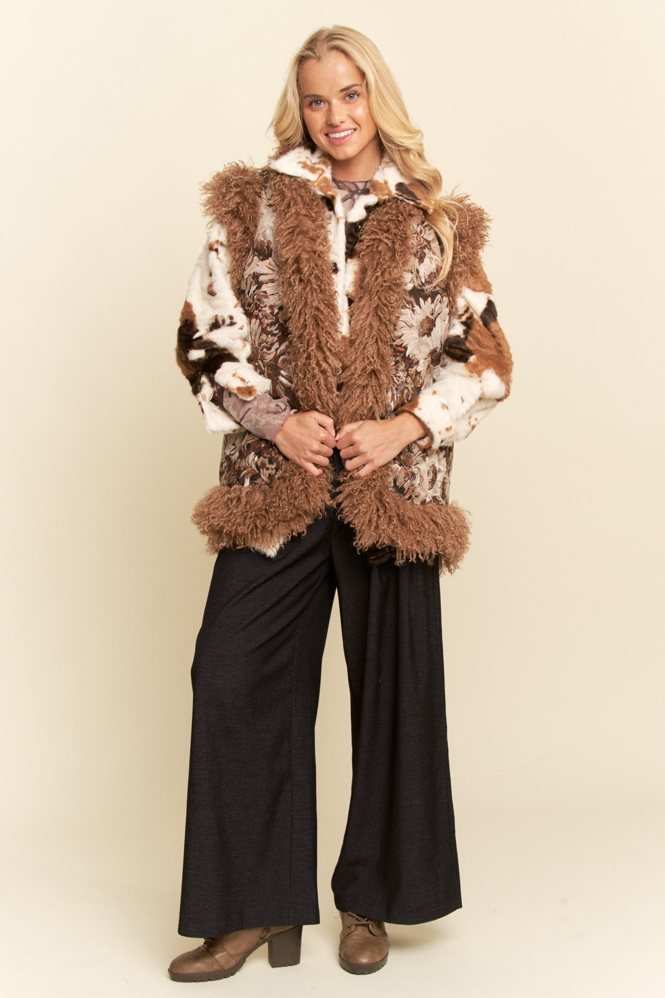 seyto 　Jacquard cut fake fur vest seyto Jacquard cut fake fur vest seyto（セイト）の「Jacquard cut