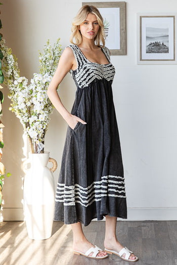 Oli & Hali Midi Dress with Frilled Details in Black
