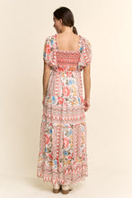Load image into Gallery viewer, Davi &amp; Dani Boho Floral Print Chiffon Maxi Dress in White Red
