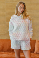LovLov Whispered Garden Heirloom Quilted Hooded Pullover in Ivory Floral