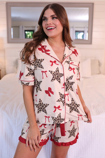 Jess Lea Simply Untamed Ruffle Pajama Set in Cream