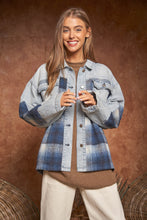 Load image into Gallery viewer, Davi &amp; Dani Mix n Match Plaid and Denim Shacket in Light Denim
