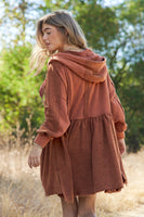 J.nna Mineral Washed Zip Up Jacket in Teddy Bear Brown