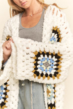 Load image into Gallery viewer, Davi &amp; Dani Granny Square Crochet Cardigan in White Multi
