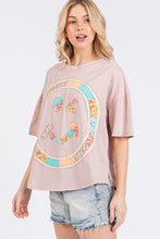 Load image into Gallery viewer, Sage+Fig OVERSIZED Top with Mixed Print Smiley Face Patch on Front in Mauve
