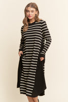 J.nna Color Block Striped and Solid Maxi Dress in Black White ON ORDER