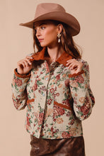 Load image into Gallery viewer, So Me Floral Jacquard Jacket with Corduroy Details in Floral
