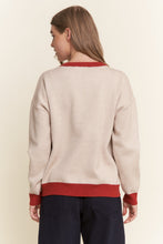 Load image into Gallery viewer, J.nna OVERSIZED Christmas Hat Dachshund Knit Sweater in Oatmeal Red
