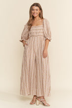 Load image into Gallery viewer, J.nna Floral Striped Pattern Jumpsuit in Vintage Floral Pink
