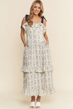 Load image into Gallery viewer, J.nna Floral Print Ruffle Detailed Maxi Dress in Indigo
