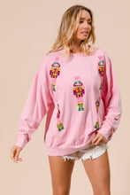 Load image into Gallery viewer, BiBi Sequin Nutcracker Patched Mineral Washed Top in Light Pink
