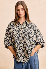 Load image into Gallery viewer, BiBi Floral Jacquard Dolman Sleeve Top in Black/Light Grey
