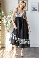 Oli & Hali Midi Dress with Frilled Details in Black