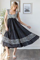 Oli & Hali Midi Dress with Frilled Details in Black