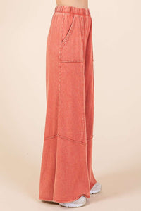 Mittoshop Mineral Washed Wide Leg Pants in Rust