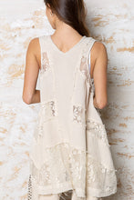 Load image into Gallery viewer, POL Sleeveless Lace Inset A-line Tunic Top in Cream  POL Clothing   
