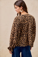 BiBi Lightweight Textured Tiered Top in Leopard