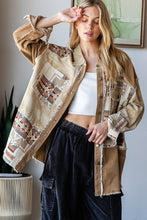 Load image into Gallery viewer, Oli &amp; Hali Mixed Aztec Print Shacket in Mocha
