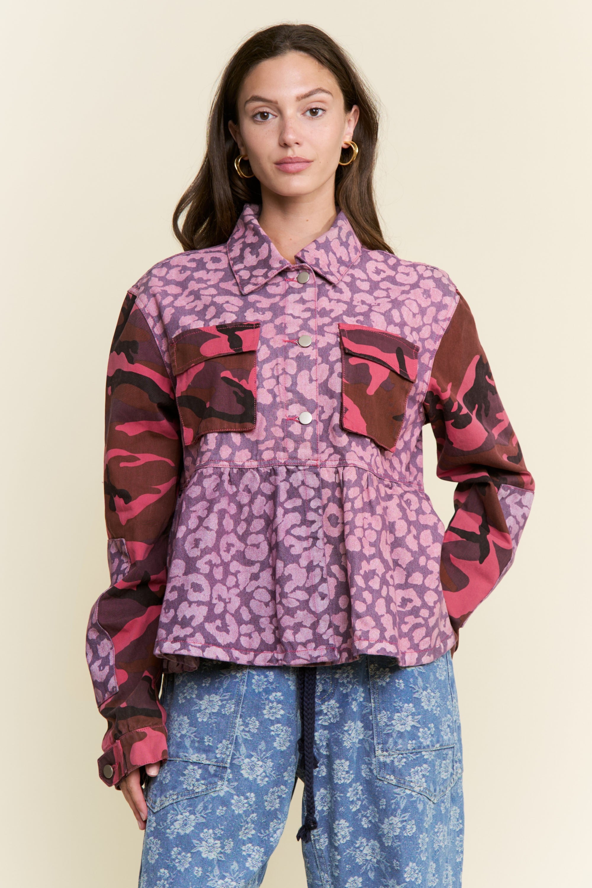 J.nna Mix N Match Print Peplum Jacket in Purple – June Adel