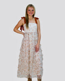 In February Floral Mesh Midi Dress in Amber Glow