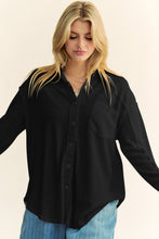 Load image into Gallery viewer, Davi &amp; Dani Textured Knit Button Down Top in Black
