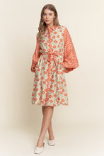 Load image into Gallery viewer, J.nna Mix n Match Floral Belted Dress in Orange Crush
