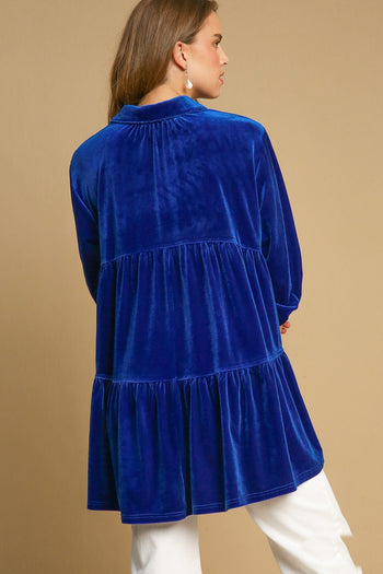 Umgee Velvet Tunic Top in Sapphire