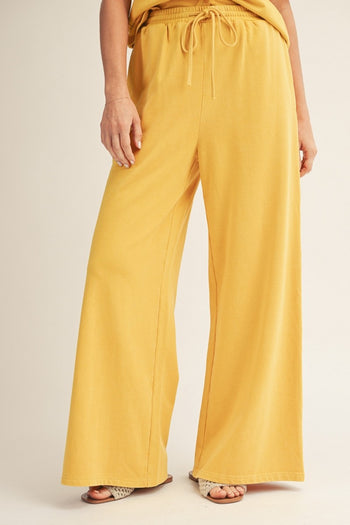 Jodifl Mineral Washed Wide Leg Pants in Honey Mustard