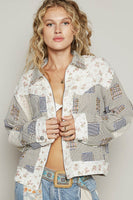 POL Mixed Print Patchwork Jacket in Green Multi