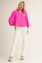 Load image into Gallery viewer, Jodifl Top with Ruffled Neckline in Hot Pink
