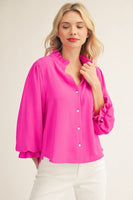 Jodifl Top with Ruffled Neckline in Hot Pink