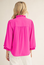 Load image into Gallery viewer, Jodifl Top with Ruffled Neckline in Hot Pink
