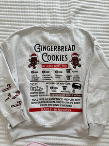 Full Embroidery Christmas Gingerbread Recipe Sweatshirt in Grey