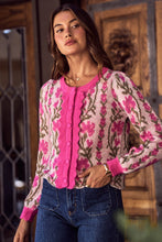 Load image into Gallery viewer, So Me Floral Intarsia Sweater Knit Cardigan in Pink ON ORDER
