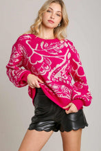 Load image into Gallery viewer, Umgee Floral Knit Sweater in Hot Pink
