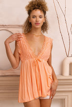 Load image into Gallery viewer, POL Lace Trim Ribbon Tie Sleeveless Top in Neon Orange Shirts &amp; Tops POL Clothing   
