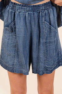 Mittoshop Chambray Shorts in Dark Denim