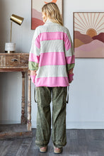 Load image into Gallery viewer, Oli &amp; Hali Color Block Mixed Fabric Pullover Top in Pink Combo
