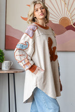 Load image into Gallery viewer, Oli &amp; Hali Rock &amp; Roll Patched Pullover Top in Oatmeal
