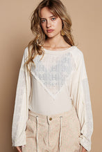 Load image into Gallery viewer, POL Ribbed Knit Top with Crochet Lace Inset Details in Almond Milk
