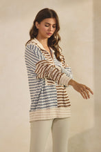 Load image into Gallery viewer, LovLov Contrasting Color Striped Textured Top in Multi Color
