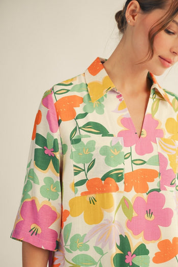 Jodifl Floral Print Shift Dress in Off White