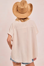 Load image into Gallery viewer, BiBi Solid Color Waffle Knit Top with Football Patch Front in Oatmeal
