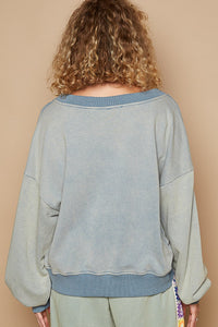 POL Open V Cut Two Way Top in Dusty Blue